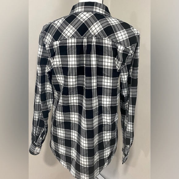 Talbots white and black plaid cotton blouse - Picture 2 of 6
